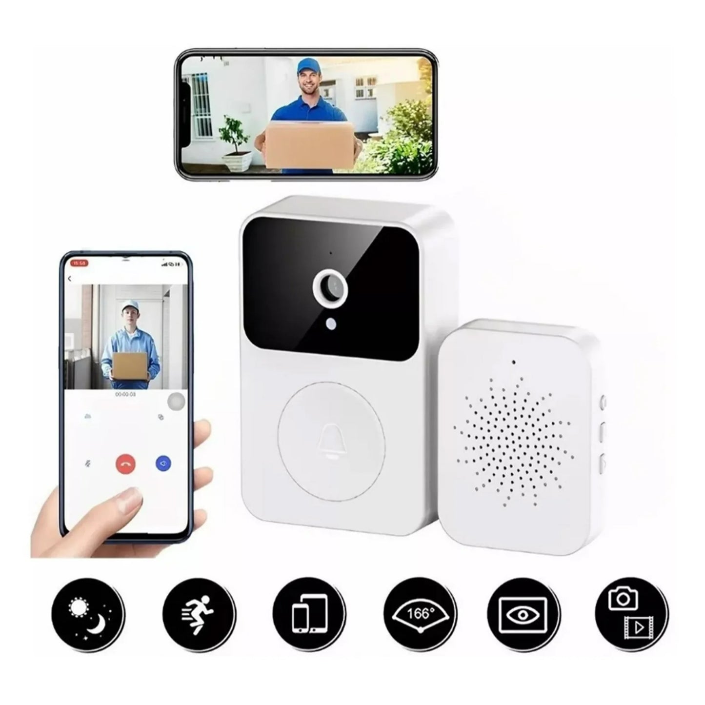 TIMBRE CON CAMARA DE VIDEO INALAMBRICA PARA PUERTA X9