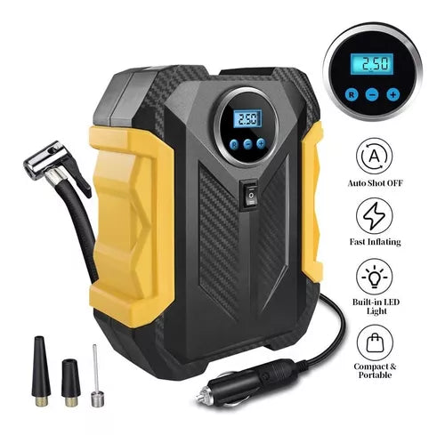 Bomba de aire portátil 12v con linterna LED digital MD